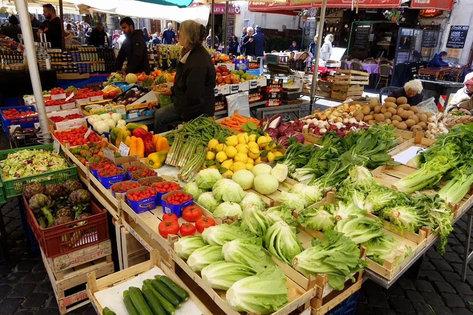 El mercado de Campo de' Fiori, en pleno centro de Roma.