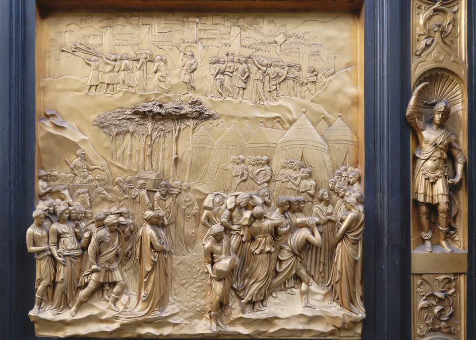 Panel de la Puerta del Paraíso del Baptisterio de Florencia.