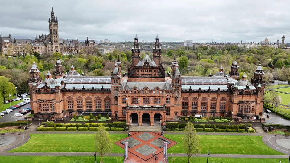 Vista aérea del Kelvingrove Art Gallery and Museum, Glasgow.