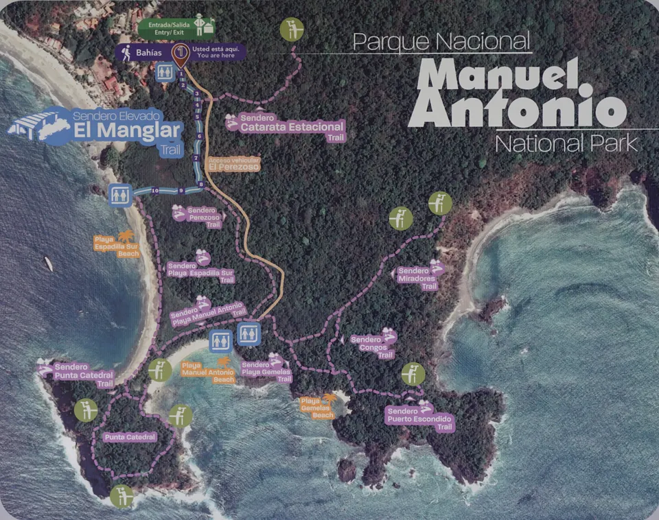 Trail Map of Manuel Antonio National Park en manuel-antonio