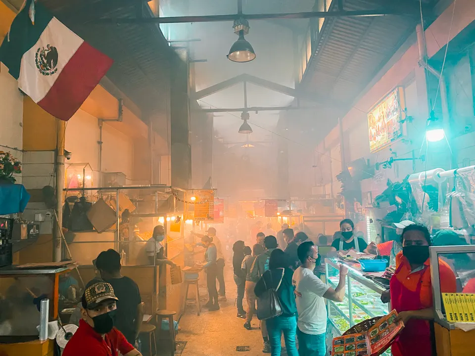 Smoke aisle (pasillo de humo) or roasted meat aisle (pasillo de la carne asada), 20 de noviembre Market, Oaxaca de Juare en oaxaca
