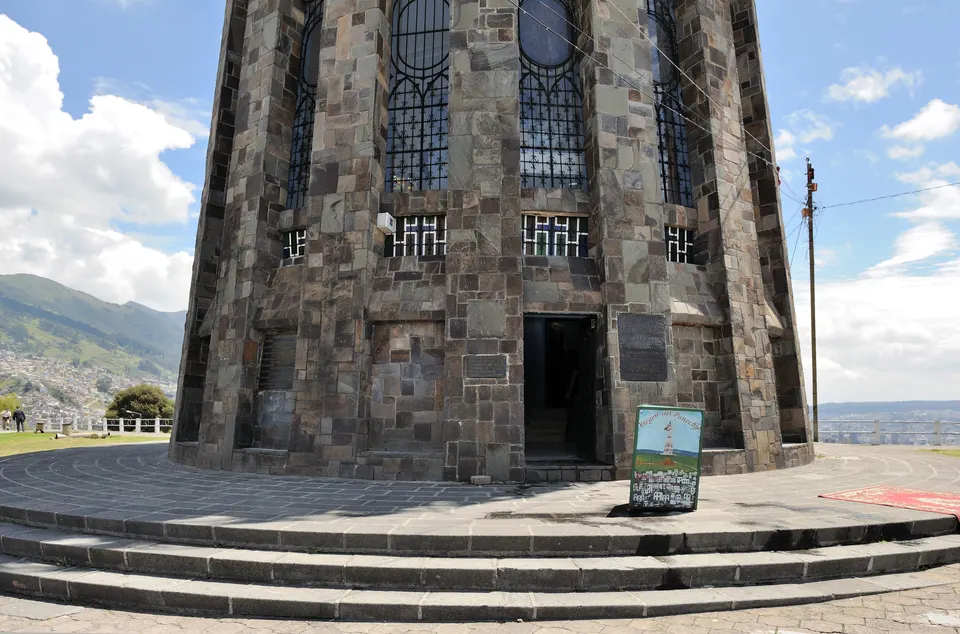 Ecuador, Quito, El Panecillo: entrance of the monument of the Virgen de Quito (Virgin Mary of Quito). en ecuador