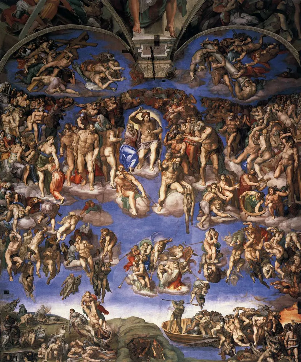 El Juicio Final de Miguel Ángel, en la pared del altar de la Capilla Sixtina.