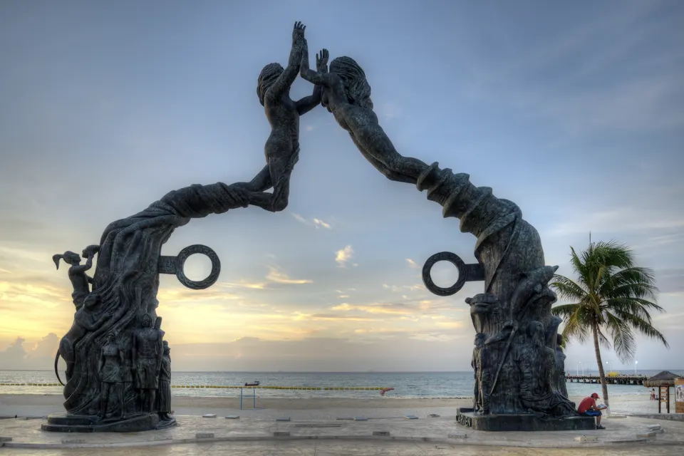 Portal Maya (El Cierre del Ciclo de la Cuenta Larga Maya) by José Arturo Tavares... in morning twilight - Playa del Carm en playa-del-carmen