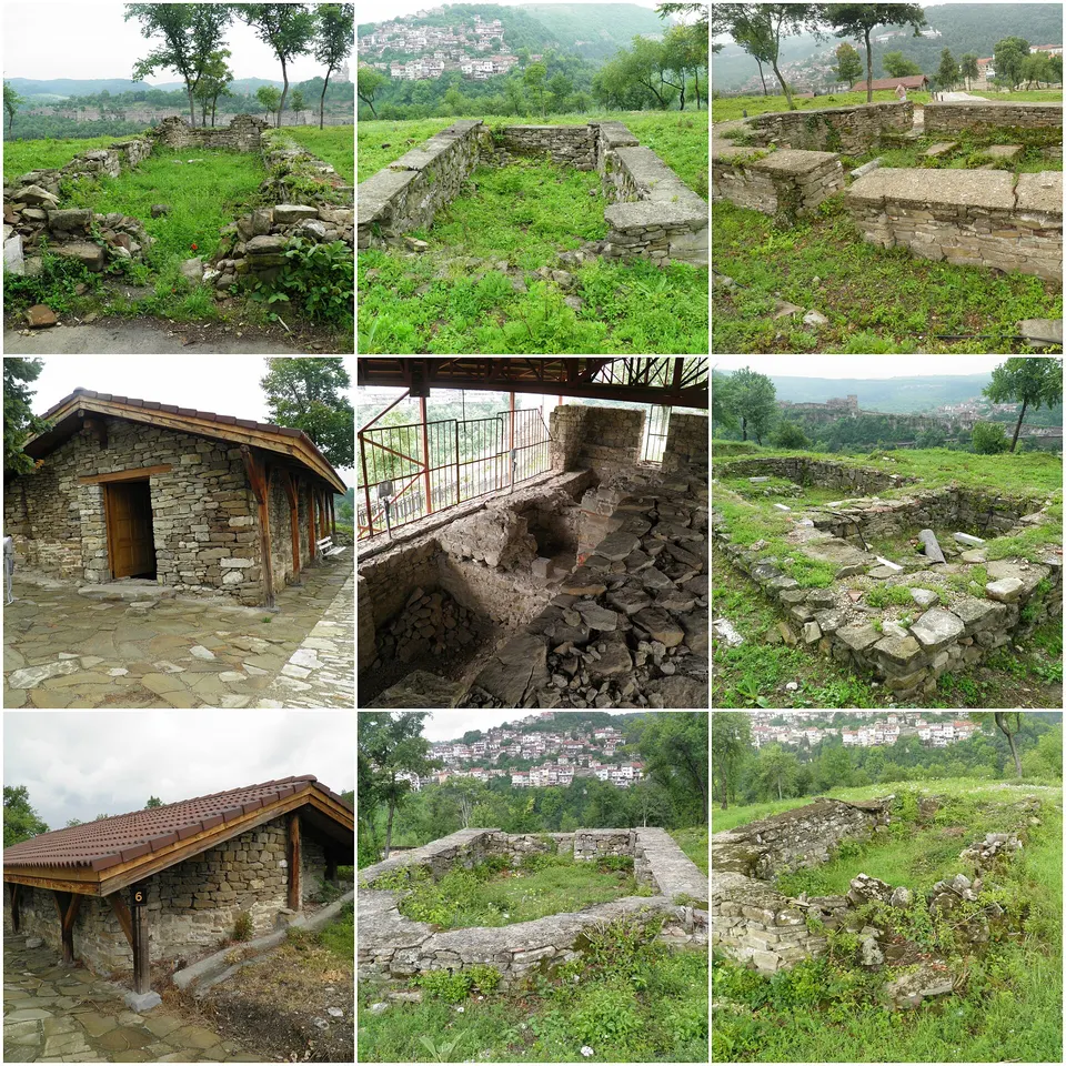 Colina histórica de Trapezitsa con sus murallas reconstruidas frente a Tsarevets.