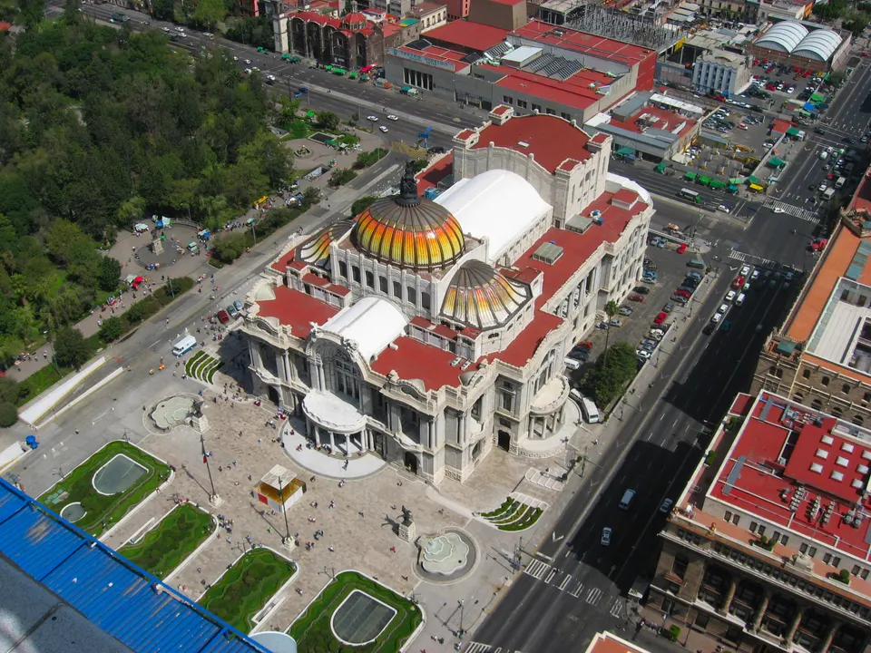Mexico City - Palace of fine arts seen from top of Torre Latinoamericana en mexico