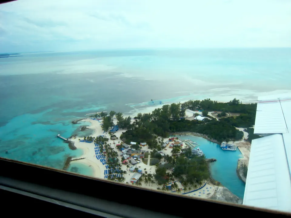 Vista aérea de un cayo de Bahamas.