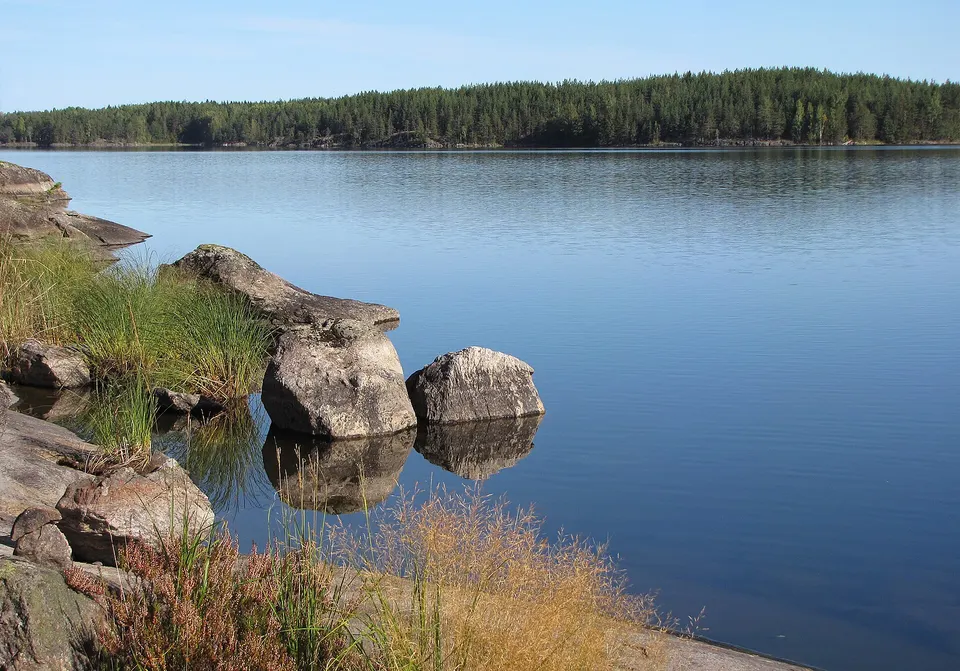 Vista panorámica del Parque Nacional Koli con sus colinas de roca y lagos salpicados de islas en Finlandia.