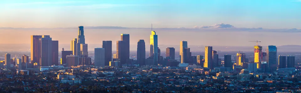 500px provided description: This is a panoramic composition of DTLA taken during the sunset of 03/18/2018. The shot was  en los-angeles