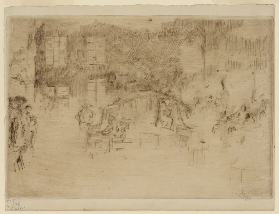 Un horno de vidrio de Murano, en un grabado histórico de James McNeill Whistler.