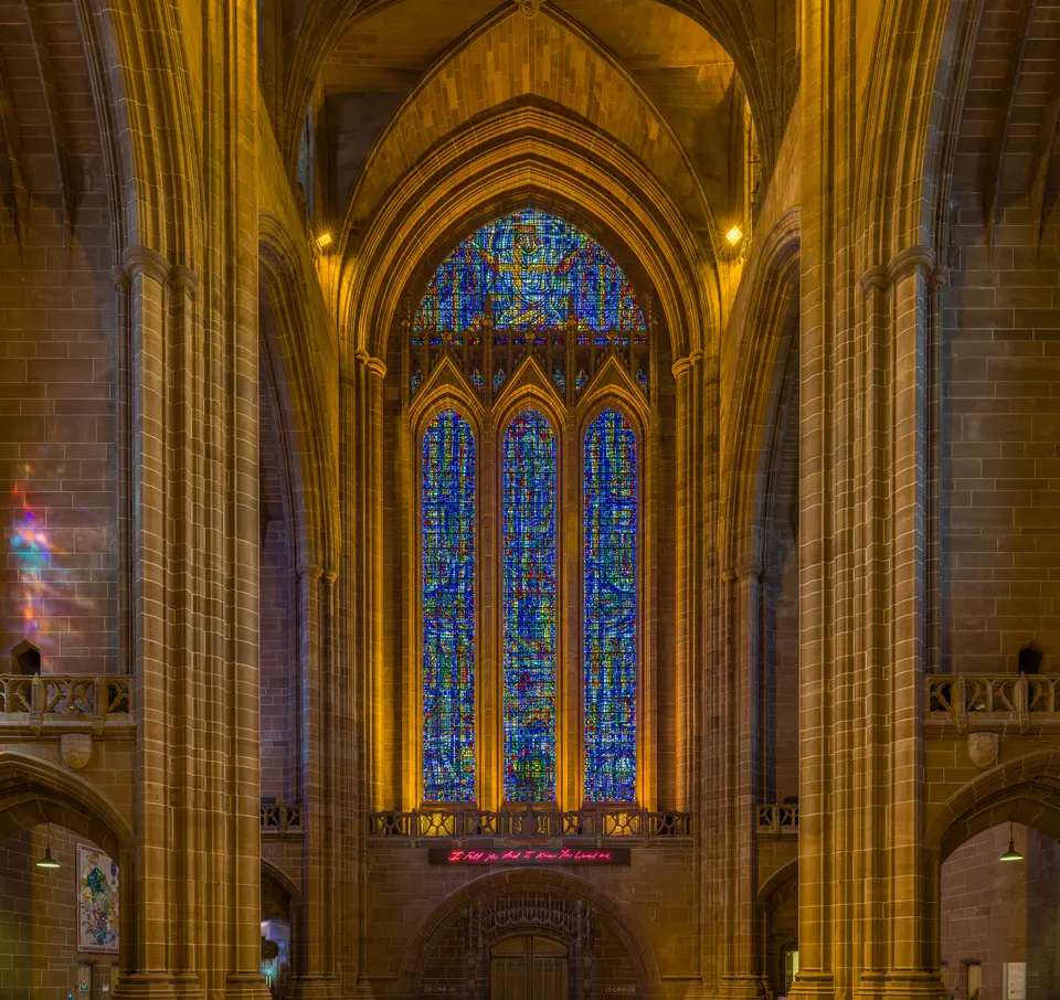 El ventanal oeste de la Catedral Anglicana de Liverpool.