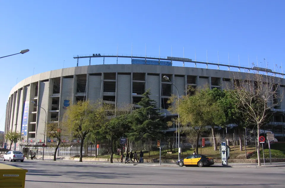 Vista exterior del estadio Camp Nou del FC Barcelona.